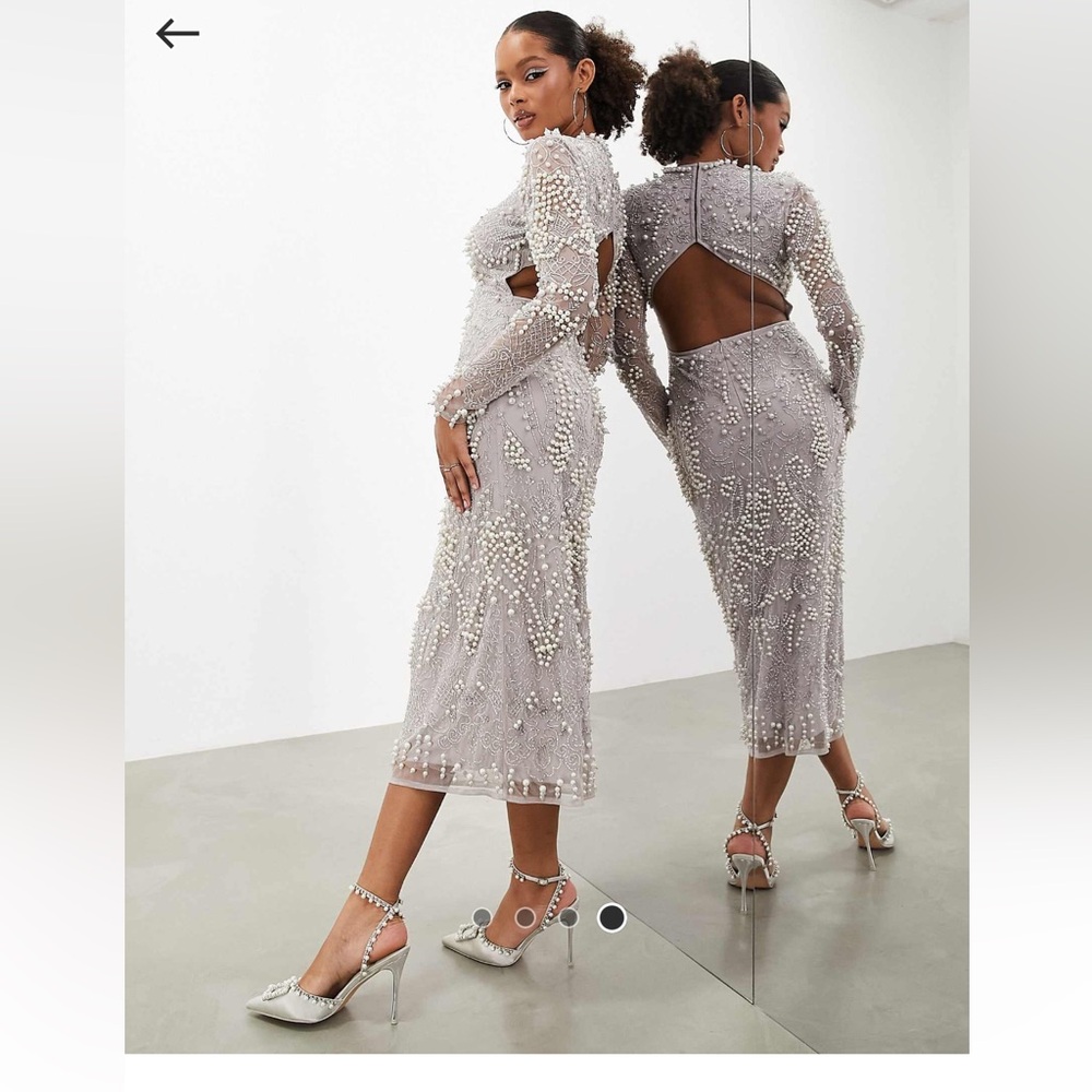 ASOS Edition Pearl-Studded Midi Dress - Picture 4 of 5